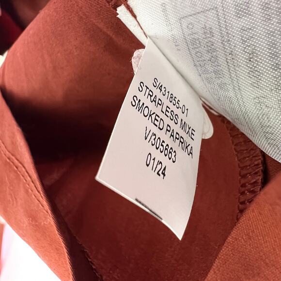 Gap Dress Mixed Media Midi Women's M Petite MP Brown Cotton Minimalist Pockets - Picture 12 of 12